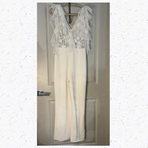 Stunning off white Boston Proper jumpsuit size 8 perfect for formal or bridal